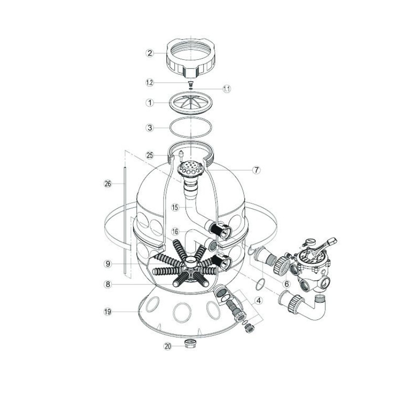 Filtre à sable pro série HI SIDE 6M3/H