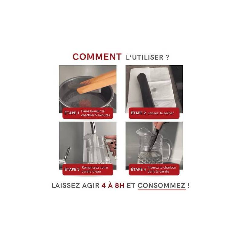 Bâton de charbon végétal filtrant