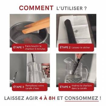 Bâton de charbon végétal filtrant