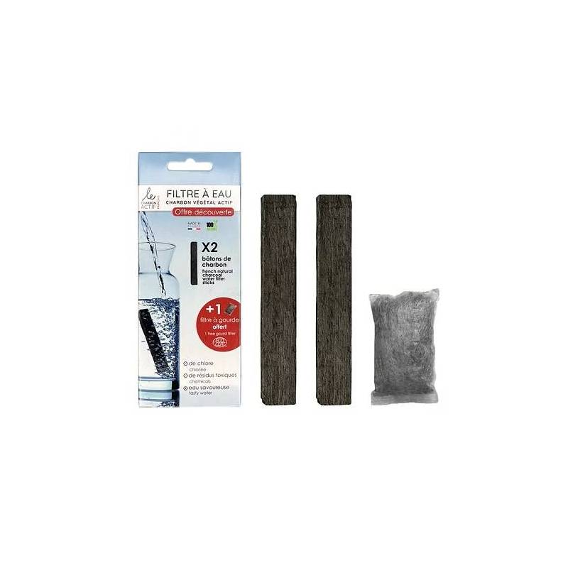 Pack découverte Charbon végétal x2 + 1 filtre à gourde
