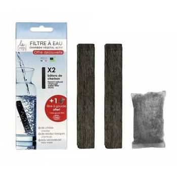 Pack découverte Charbon végétal x2 + 1 filtre à gourde