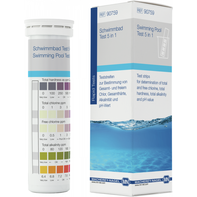 Languettes test piscine 5 en 1