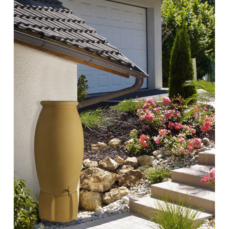 Récupérateur d'eau jarre 235 Litres beige avec socle