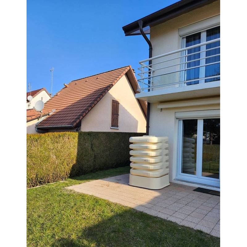 Socle récupérateur d'eau Cubique 1000 L beige