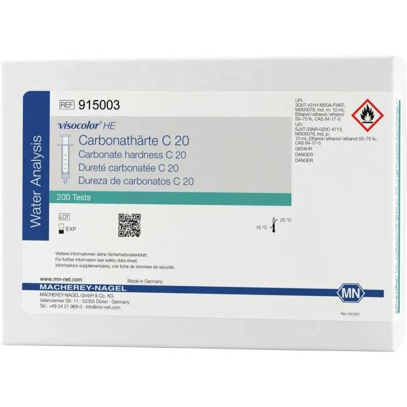 Kit de test titrimétrique Dureté carbonatée C 20 (TA/TAC)